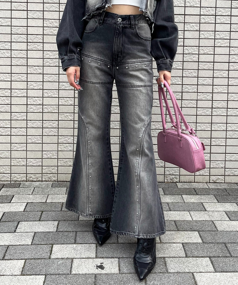 オーバーダイスタッズデニム 詳細画像 ブラックデニム 3