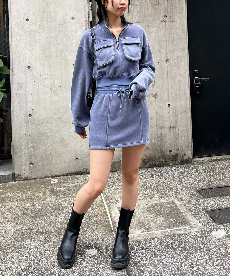 ピグメントハーフジップスウェットトップス 詳細画像 ネイビー 3