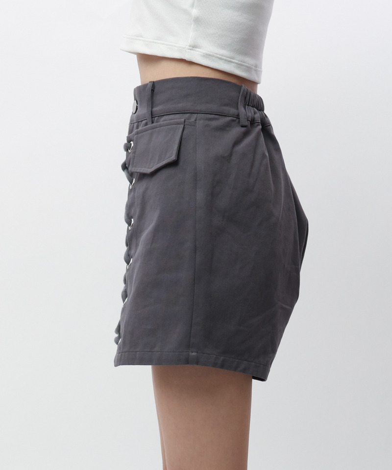 ラップ付きレースアップショートパンツ 詳細画像 グレー 9