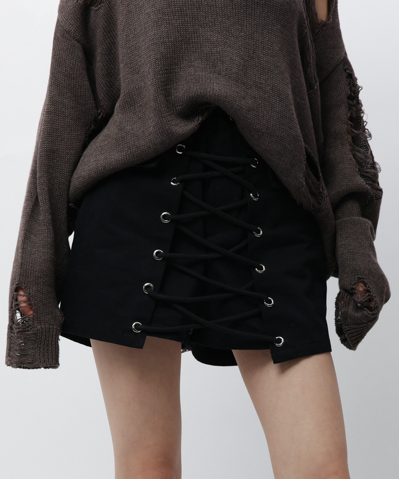 ラップ付きレースアップショートパンツ 詳細画像 ブラック 13