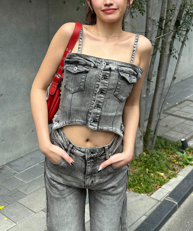 デニムビスチェオールインワン 詳細画像 ブラックデニム 6