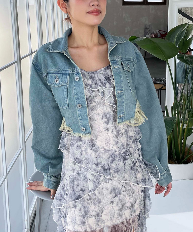 クラッシュデニムショートジャケット 詳細画像 デニムブルー 4