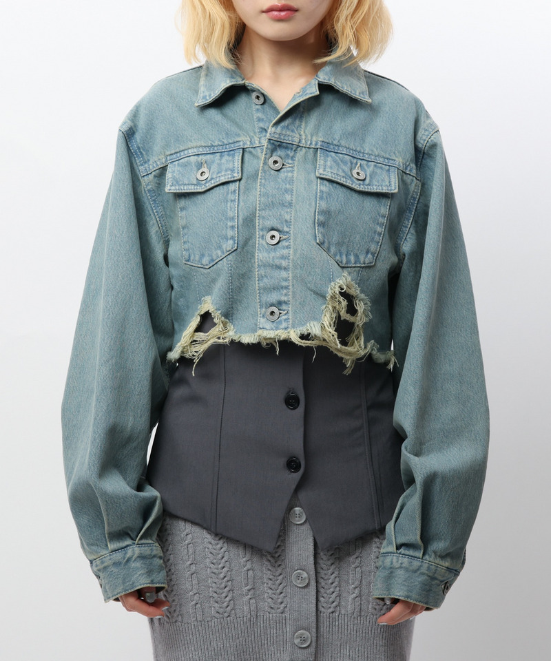 クラッシュデニムショートジャケット 詳細画像 デニムブルー 5