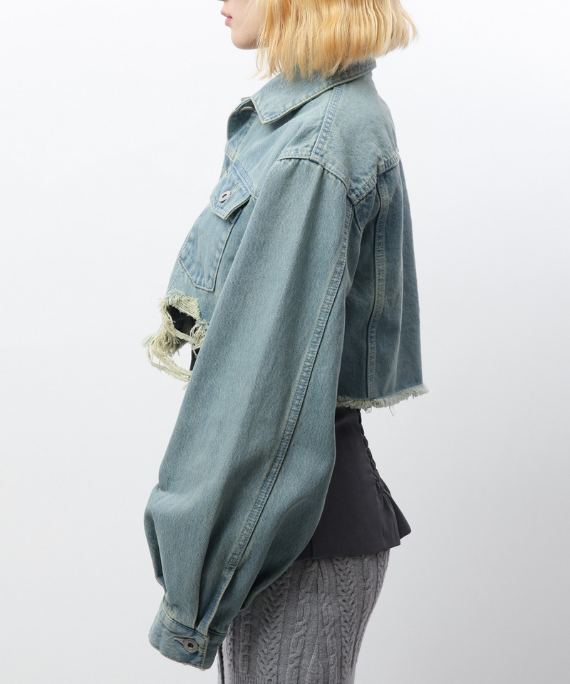 クラッシュデニムショートジャケット 詳細画像 デニムブルー 6