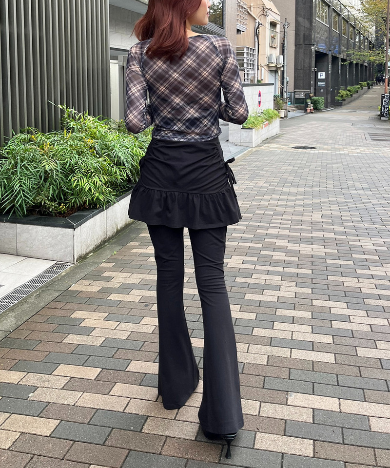 ラップスカートレイヤーフレアパンツ 詳細画像 ブラック 3