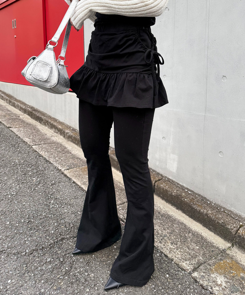 ラップスカートレイヤーフレアパンツ 詳細画像 ブラック 5