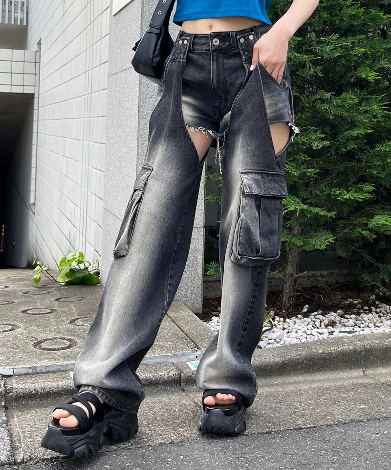 2WAYカーゴオーバーダイデニム 詳細画像 ブラックデニム 16