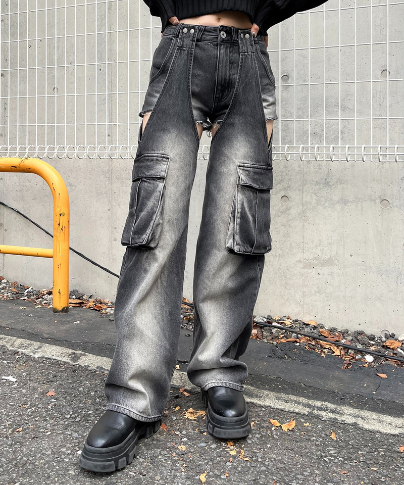 2WAYカーゴオーバーダイデニム 詳細画像 ブラックデニム 5