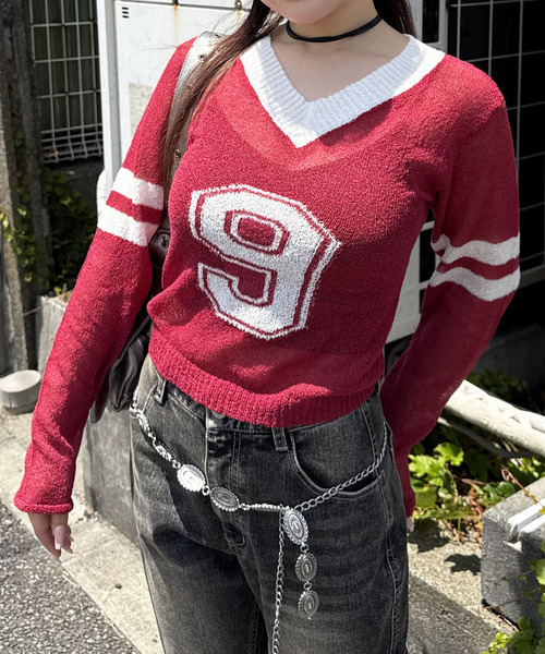 スポーティーナンバーショートニット 詳細画像