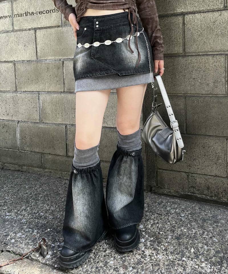レッグウォーマーリブスカート 詳細画像 ブラックデニム 5