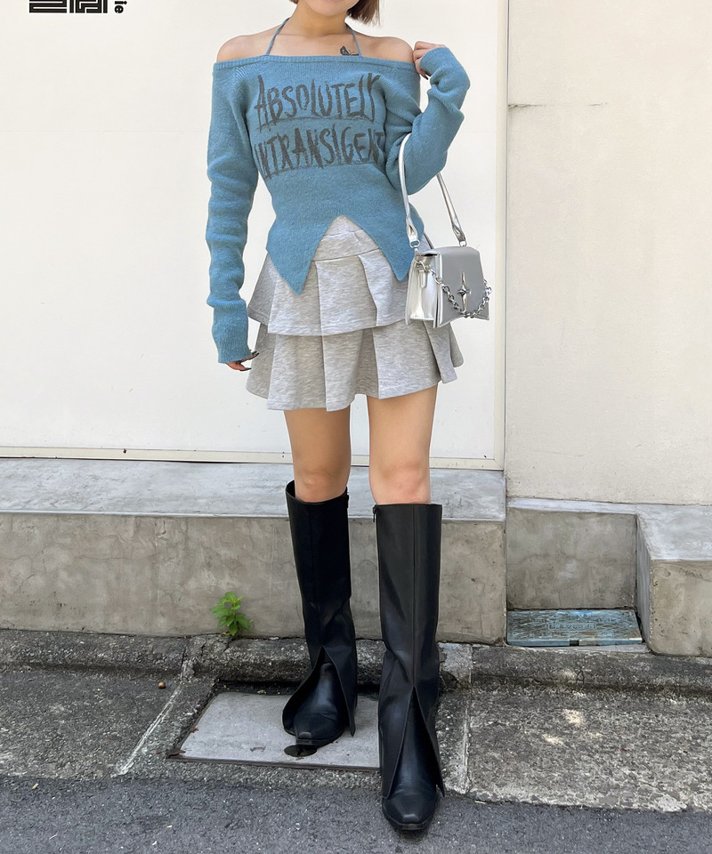 ラメロゴオフショルダーニット 詳細画像 ブルー 6