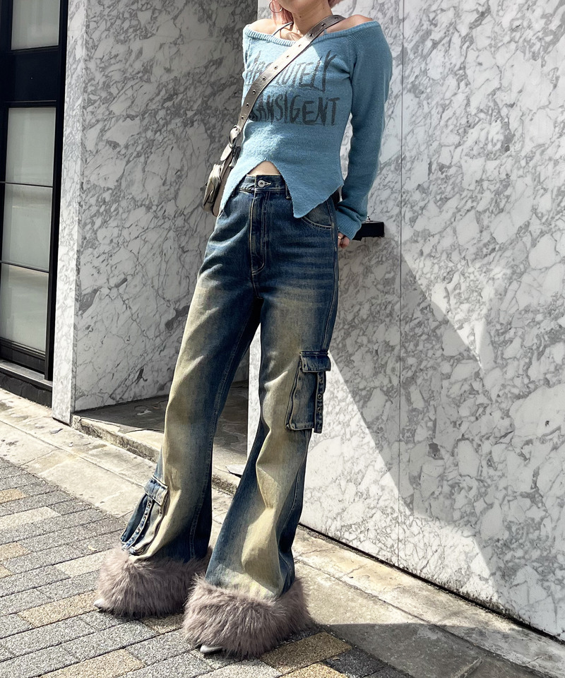 ラメロゴオフショルダーニット 詳細画像 ブルー 7
