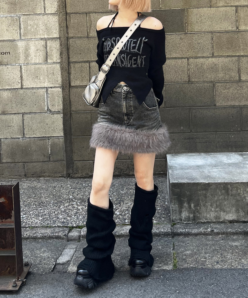 ラメロゴオフショルダーニット 詳細画像 ブラック 2
