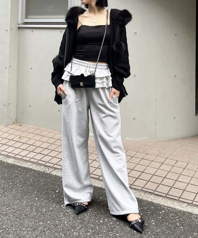 ぽんぽん付きケーブル編みZIPニットパーカーワンピース 詳細画像 ブラック 10