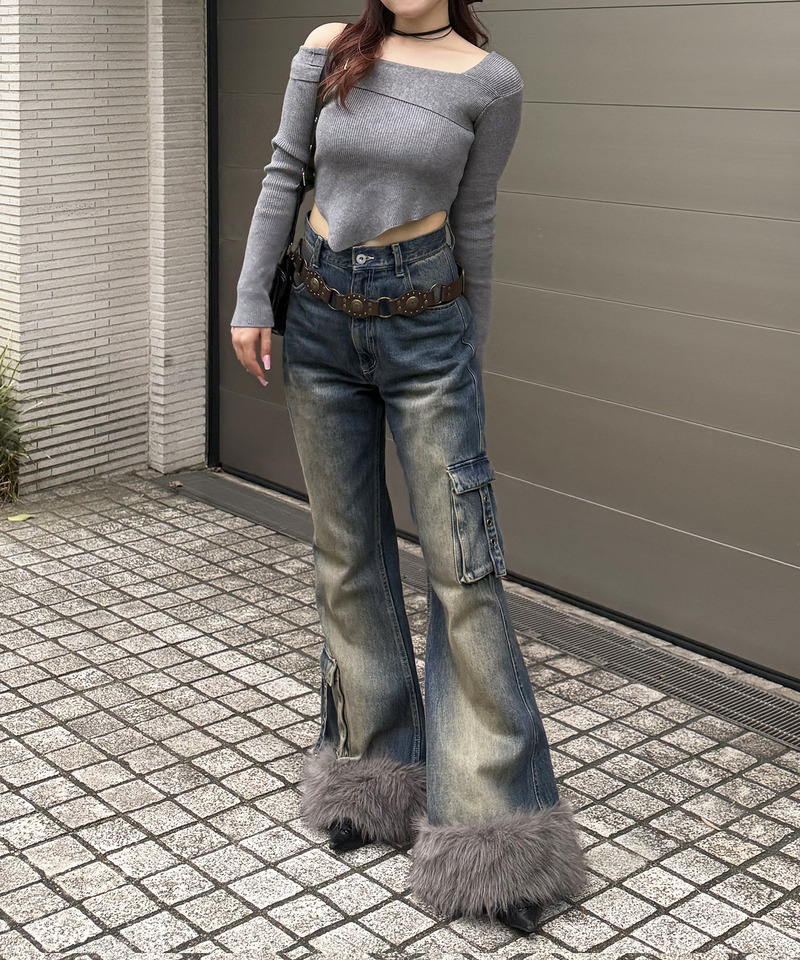 ファーデニムパンツ 詳細画像 デニムブルー 6