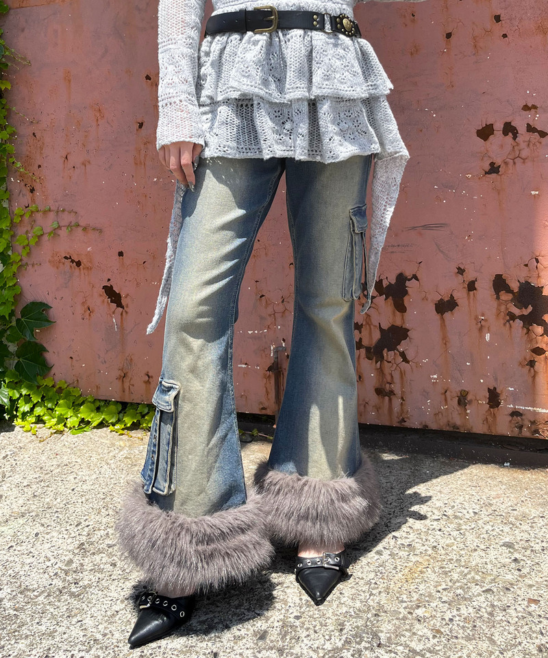 ファーデニムパンツ 詳細画像 デニムブルー 7