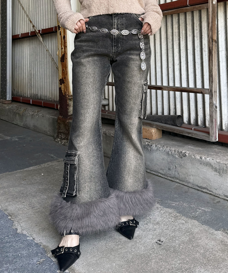 ファーデニムパンツ 詳細画像 ブラックデニム 12