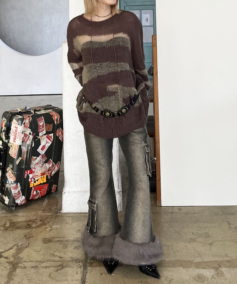 ファーデニムパンツ 詳細画像 ブラックデニム 2