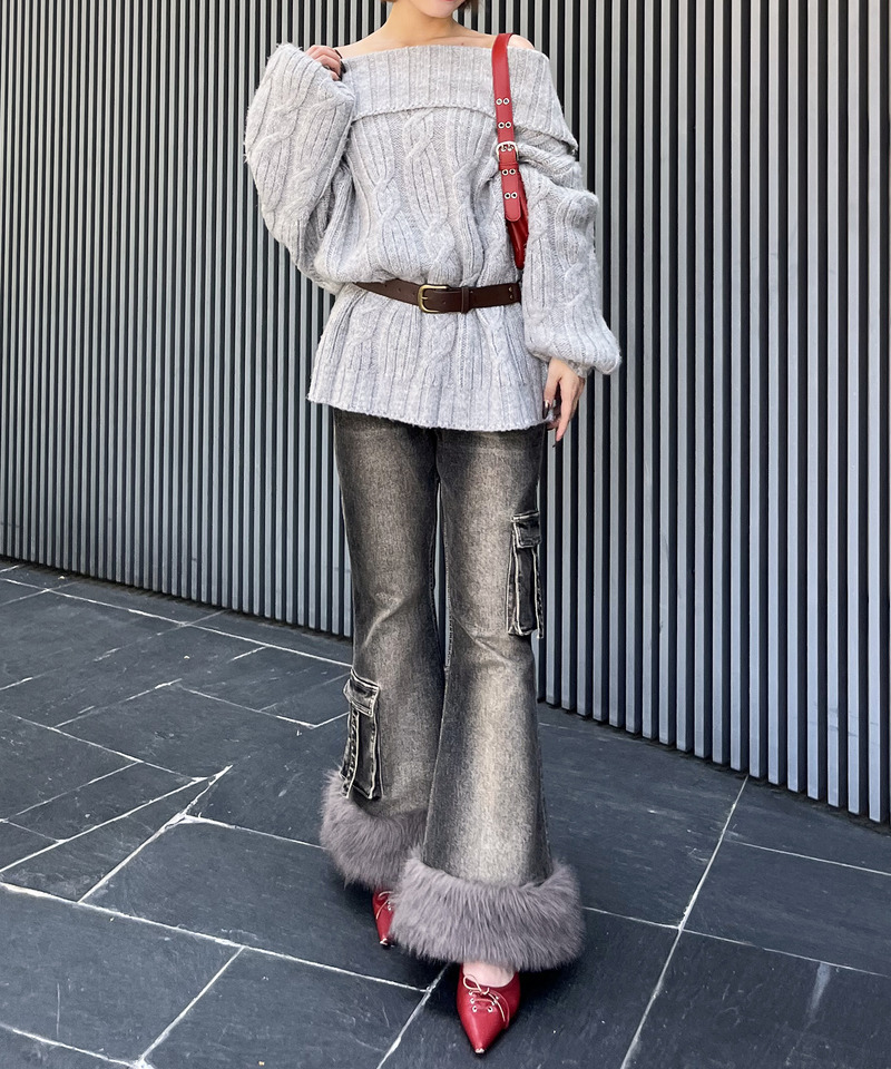 ファーデニムパンツ 詳細画像 ブラックデニム 5