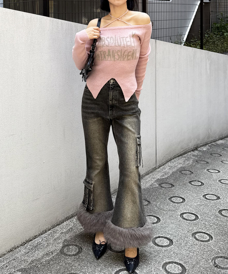 ファーデニムパンツ 詳細画像 ブラックデニム 6