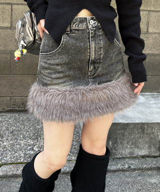 ファーデニムスカート