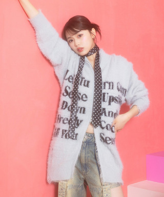ロゴシャギーZIPニット