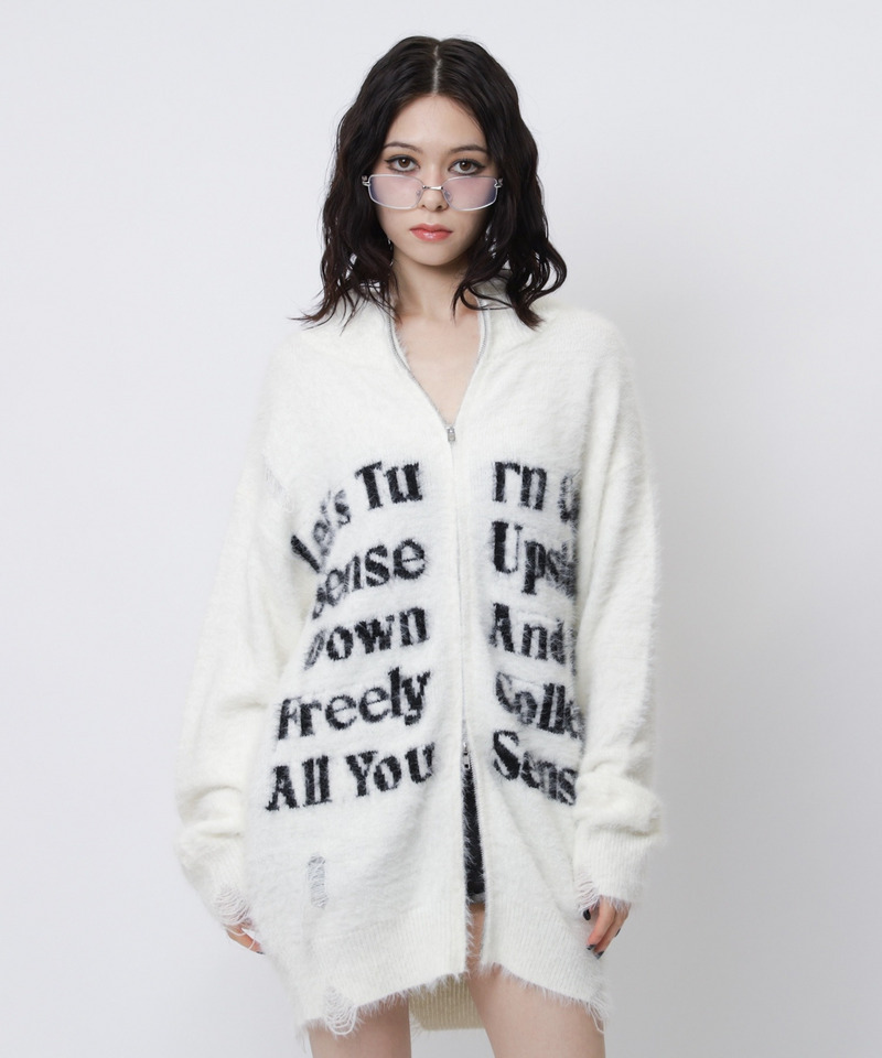 ロゴシャギーZIPニット 詳細画像 ホワイト 12