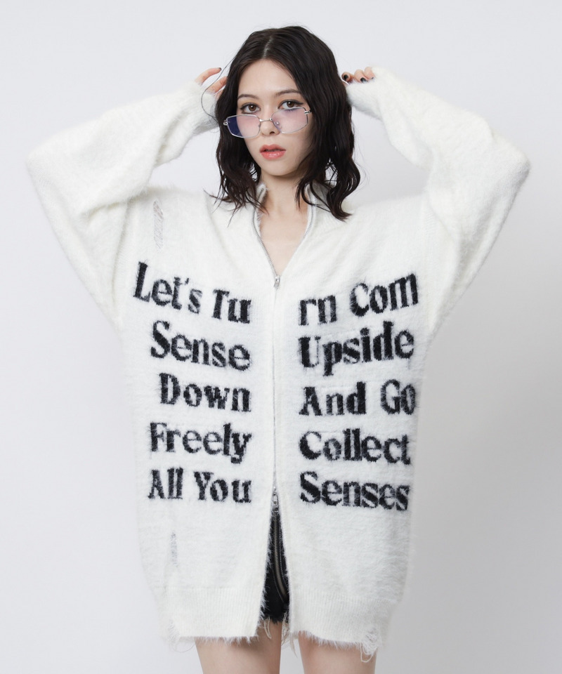 ロゴシャギーZIPニット 詳細画像 ホワイト 13