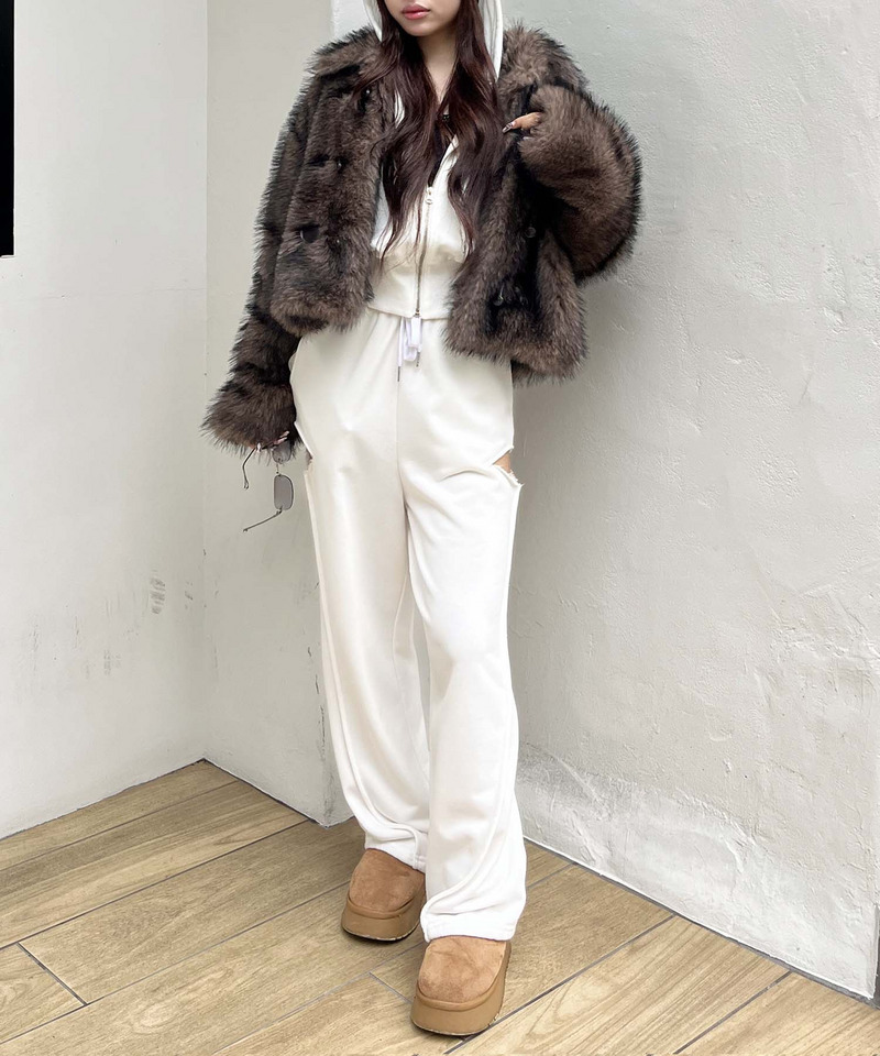 ファーダッフルショートコート 詳細画像 ブラウン 21