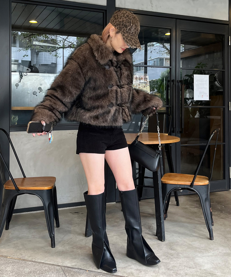 ファーダッフルショートコート 詳細画像 ブラウン 25