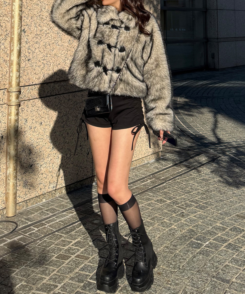 ファーダッフルショートコート 詳細画像 グレー 16