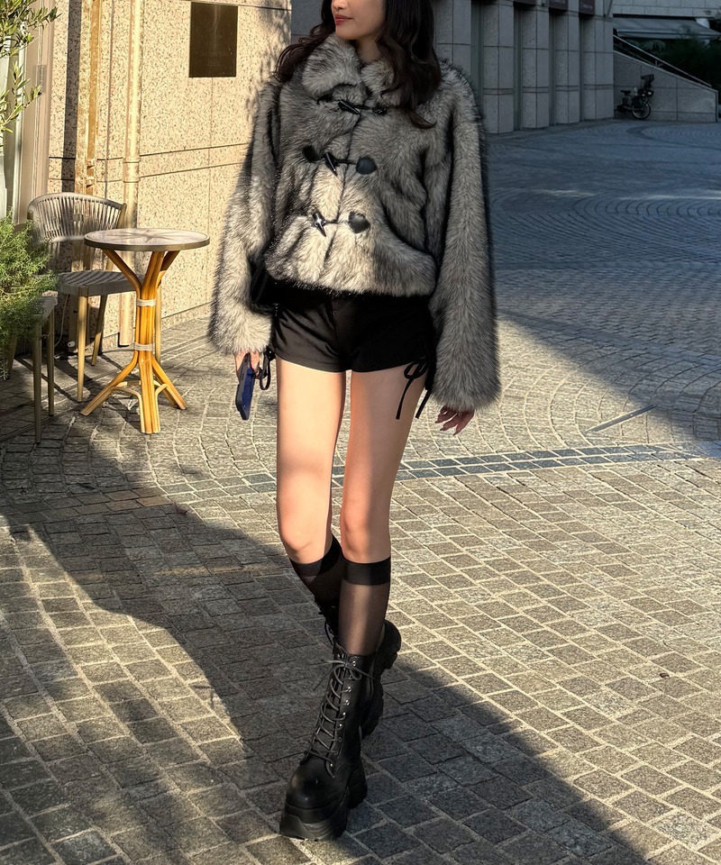 ファーダッフルショートコート 詳細画像 グレー 17