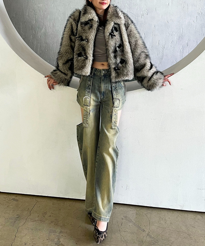 ファーダッフルショートコート 詳細画像 グレー 19