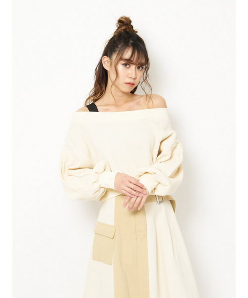 オフショルダー2Wayサーマルトップス 詳細画像