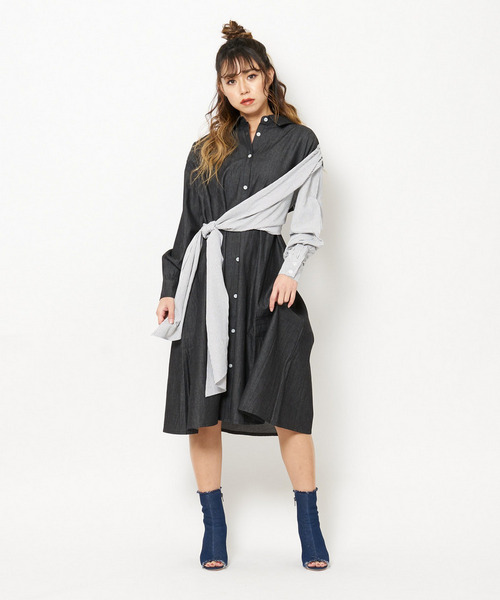 ロングリボンシャツワンピース 詳細画像