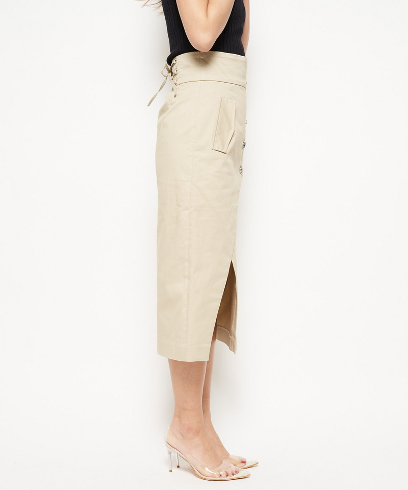 デザインスリットナロースカート 詳細画像 ベージュ 2