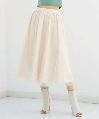 チュール重ねスカート