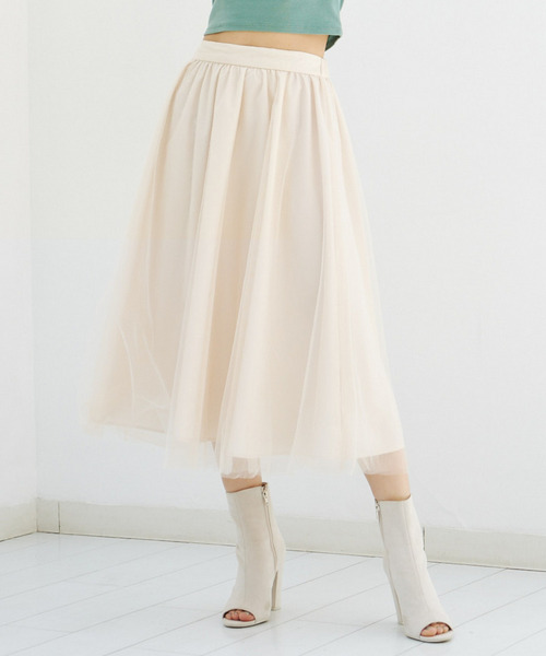 チュール重ねスカート 詳細画像