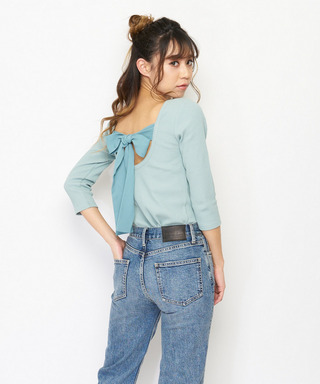 バックリボンカットトップス