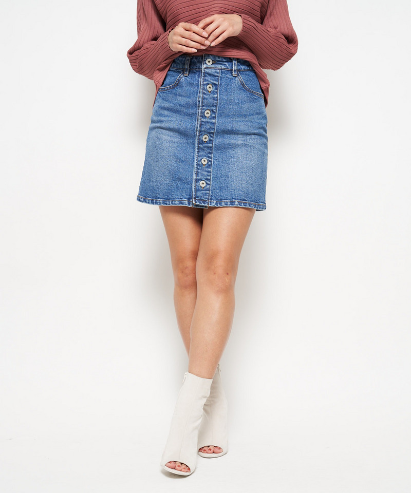 バイカラーステッチミニスカート 詳細画像 デニムブルー 1