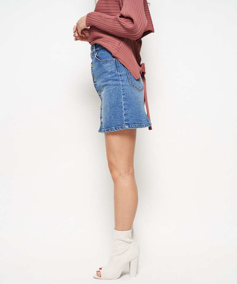 バイカラーステッチミニスカート 詳細画像 デニムブルー 2