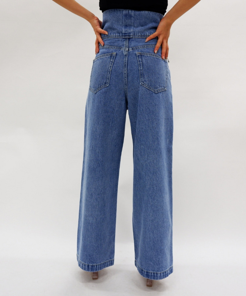 アシンメトリーデニムワイドパンツ 詳細画像 デニムブルー 2