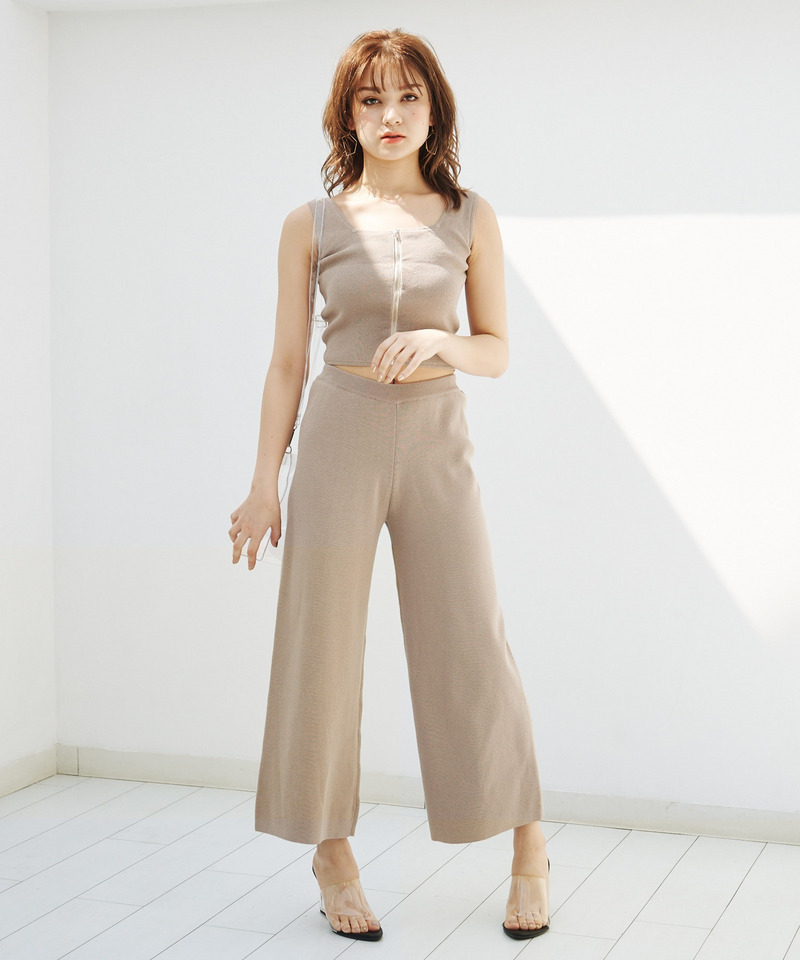 ニットワイドパンツ 詳細画像 ベージュ 2