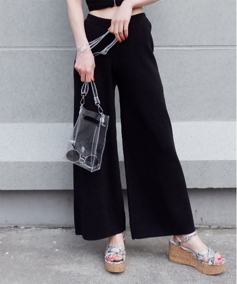 ニットワイドパンツ 詳細画像 ブラック 1