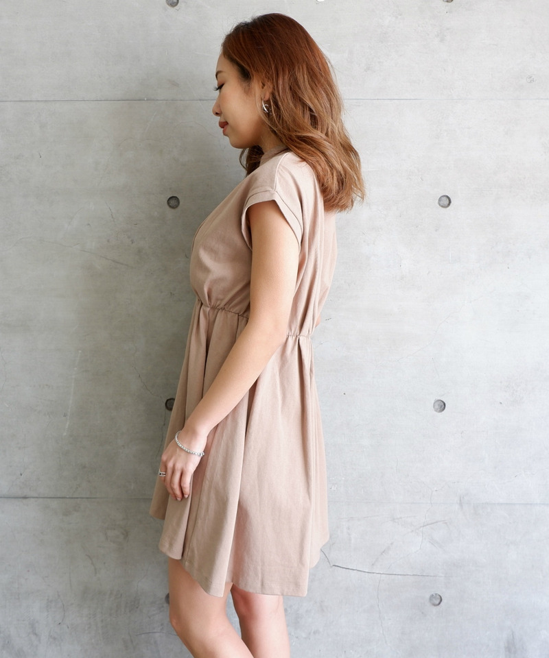 サイドギャザーカットワンピース 詳細画像 キャメル 2