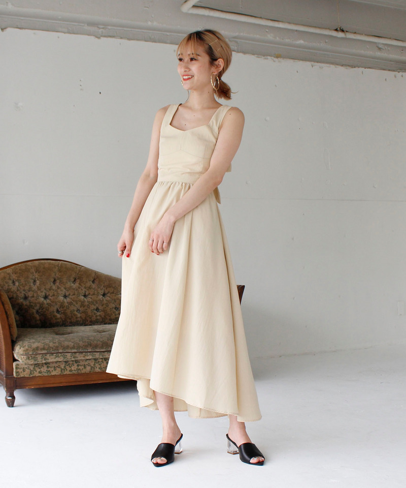 ダブルリボンフレアワンピース 詳細画像 ベージュ 2