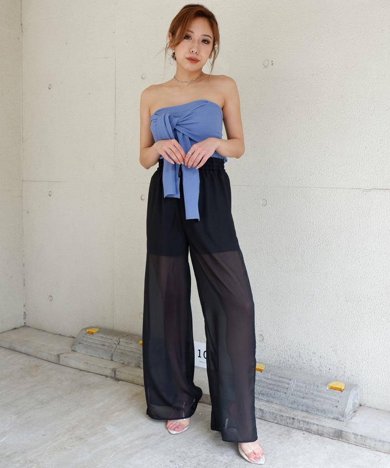 リブニットリボンベアトップス 詳細画像 ブルー 5