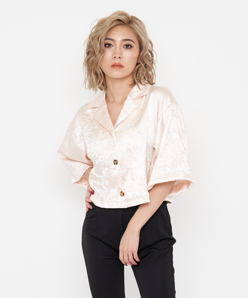 ワッシャーサテンちびシャツジャケット 詳細画像 オフホワイト 1