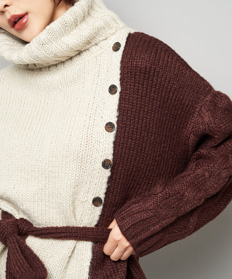 配色モヘアタッチタートルニット 詳細画像 ベージュ 5