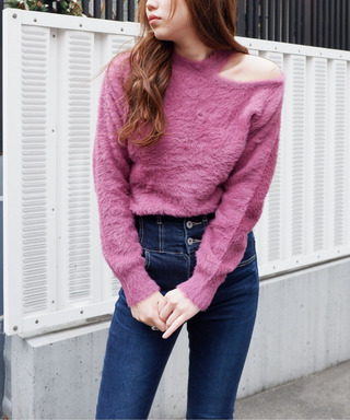 ワンショルダーシャギートップス